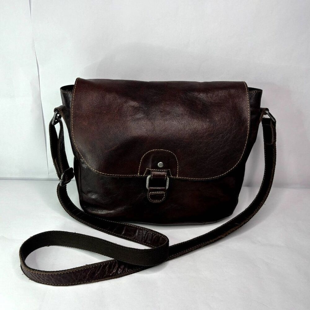 Jack Georges Soft Leather Crossbody & Shoulder Bag Purse Brown Adjustable Zip